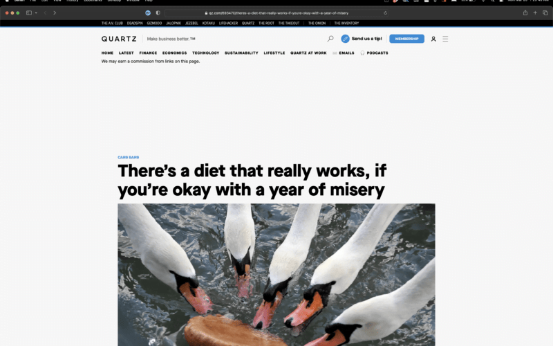 Press: Quartz – There’s a diet that really works, if you’re okay with a year of misery