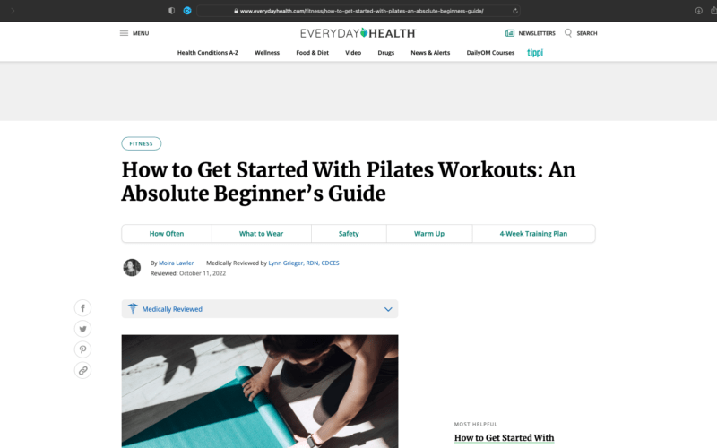 Press: Jesse Barnett featured in How to Get Started With Pilates Workouts